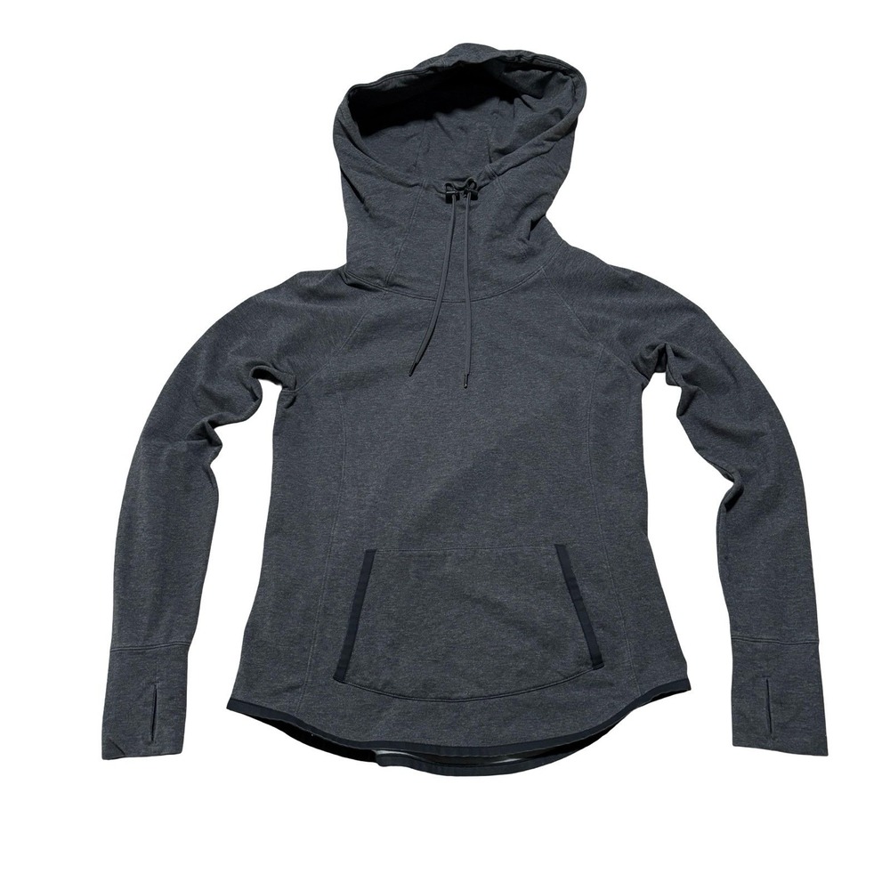 Athleta Women's Drawstring Pullover Cowl Neck Hoodie Gray Size XS 18 x 25